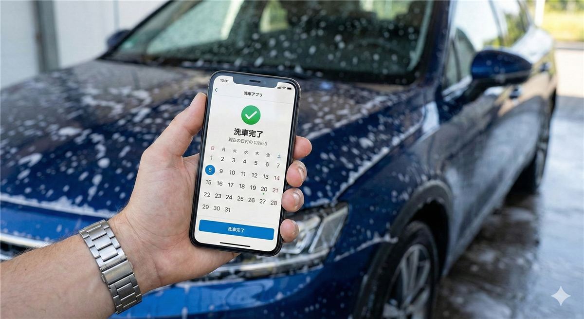 洗車記録を振り返るイメージ